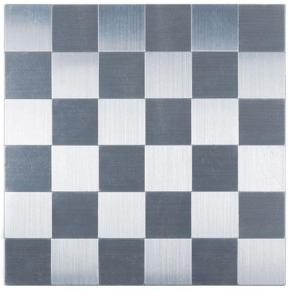 Kit 1m² Pastilha Autocolante de Metal 30cm X 30cm Prata