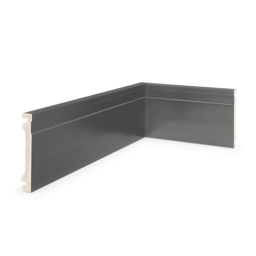 Kit 12m Linear Rodapé de Poliestireno 10cm X 1,5cm X 240cm Frisado Nfr Cinza