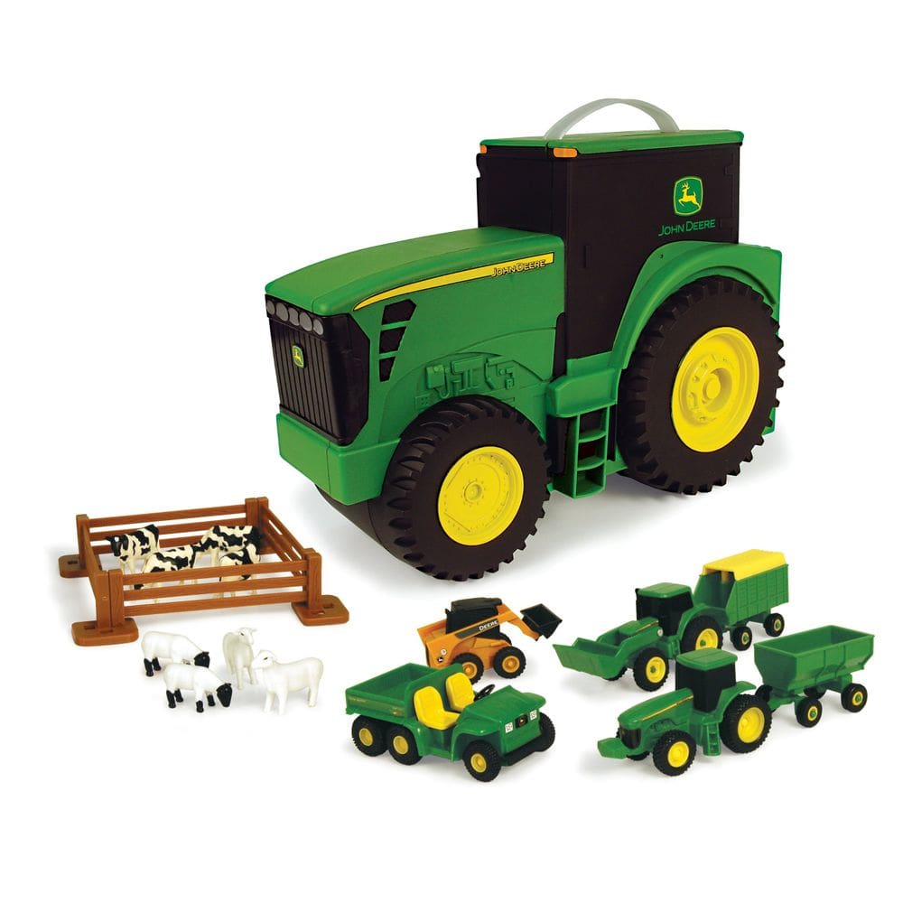 Conjunto de brinquedos John Deere Value com estojo de transporte 18 Farm Toys 3+