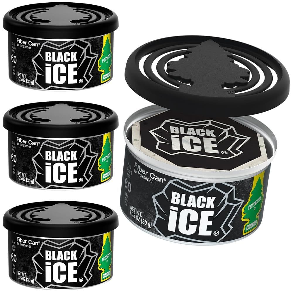 Ambientador para Auto LITTLE TREES Fiber Can Black Ice x4