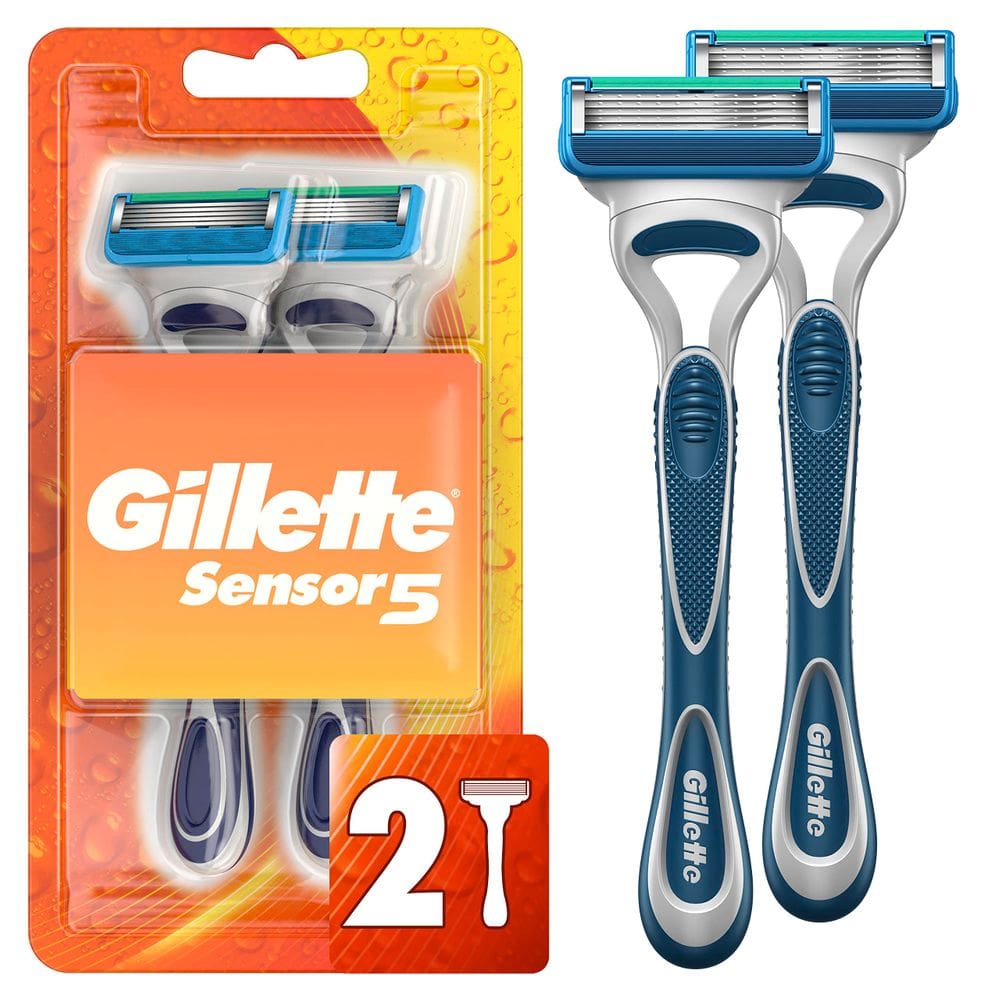 Lâminas de barbear descartáveis Gillette Sensor5 para homens, 2 unidades