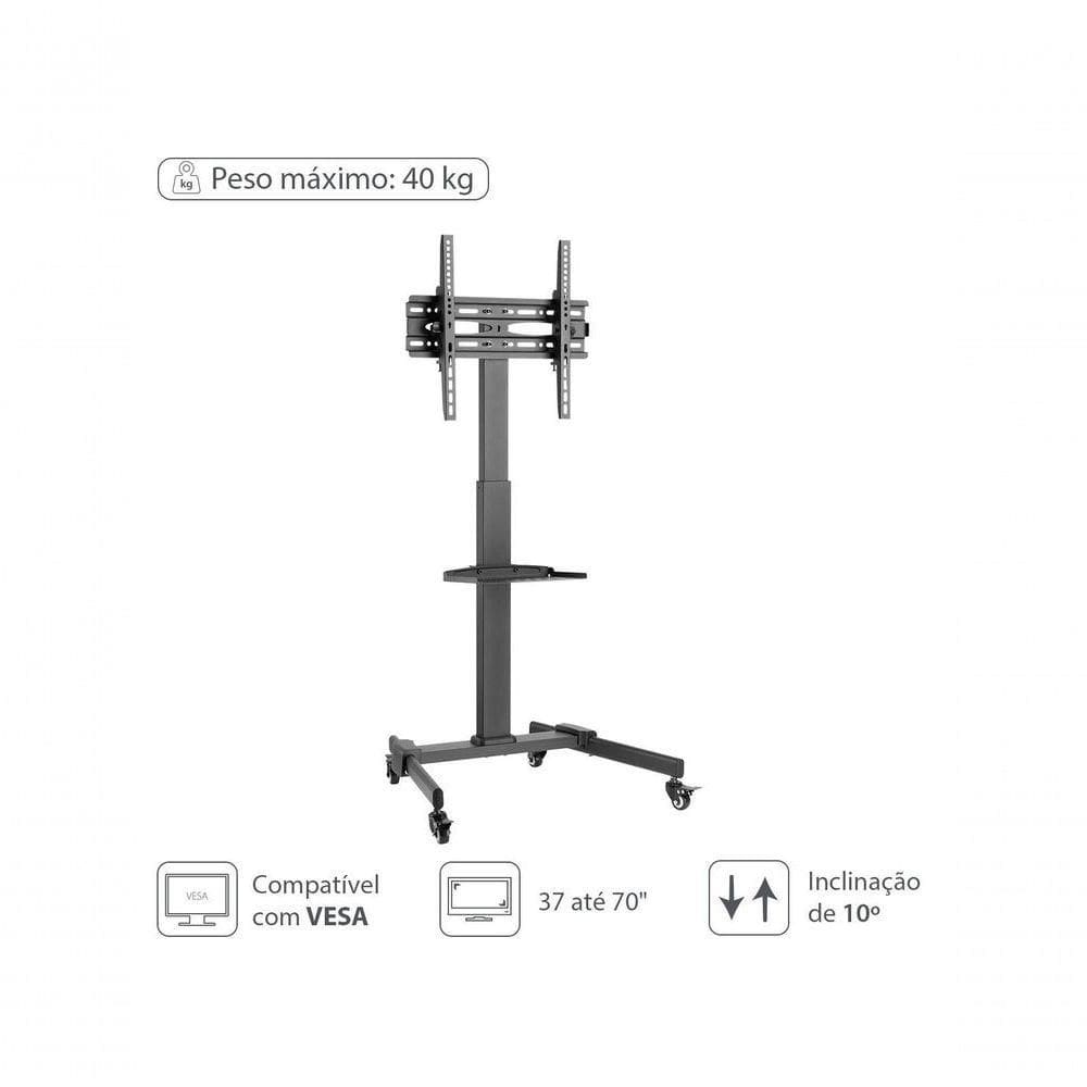 Suporte Rack Para Tv De 37” A 70” Até 40kg Com Bandeja -