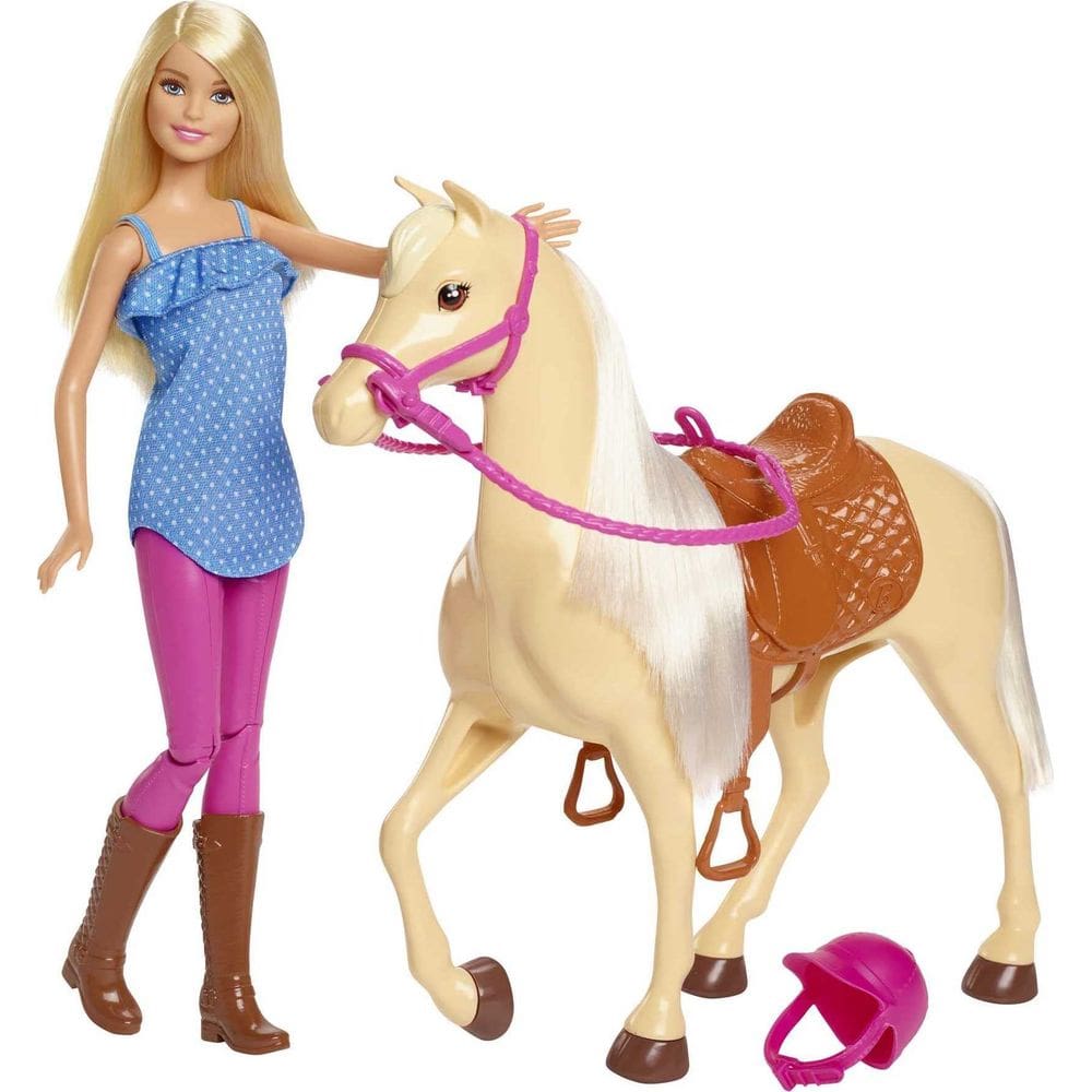 Conjunto de bonecas Barbie Blonde Fashion com roupa de equitação com cavalo