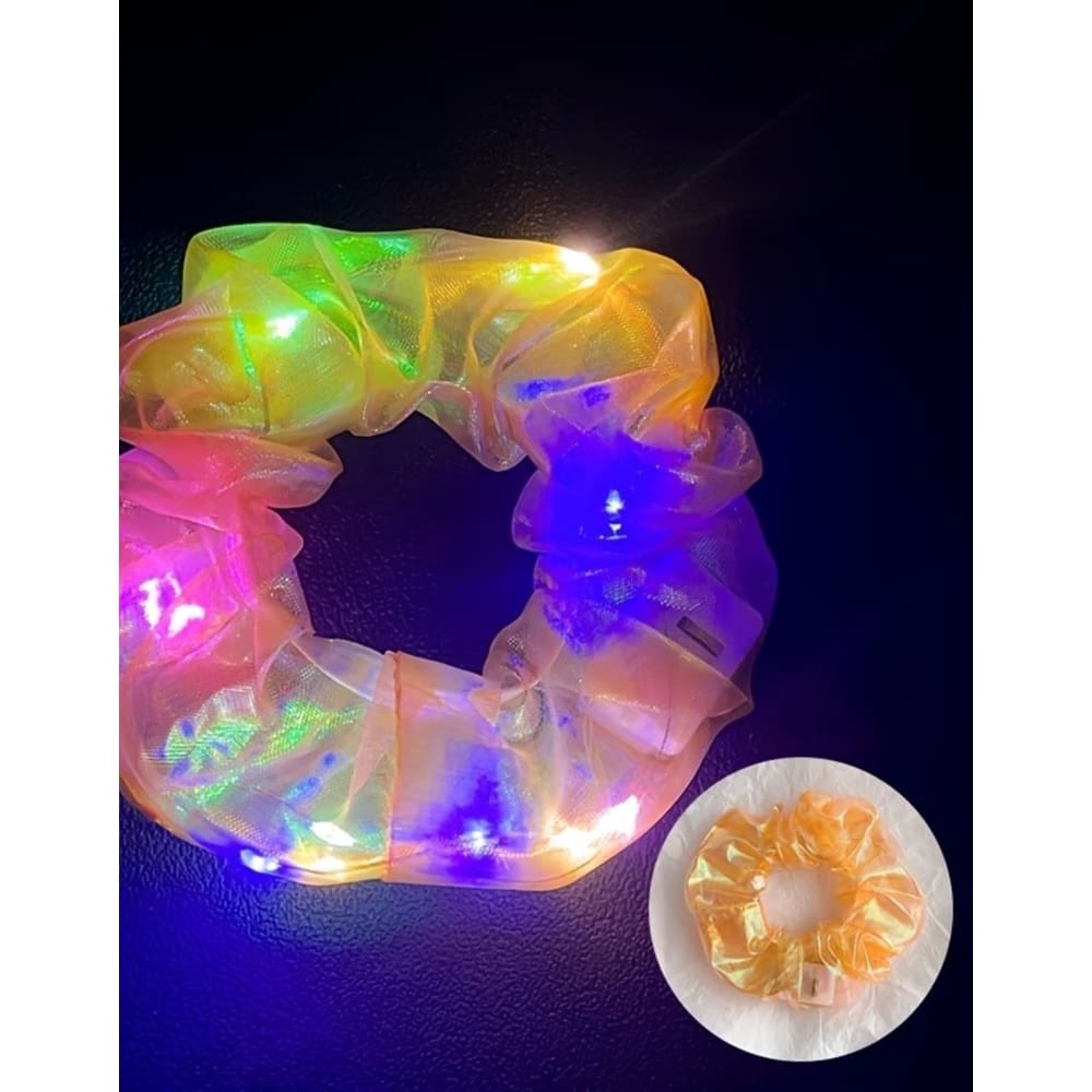 Laço Xuxinha de Cabelo Frufru LED Scrunchie Brilho Festa