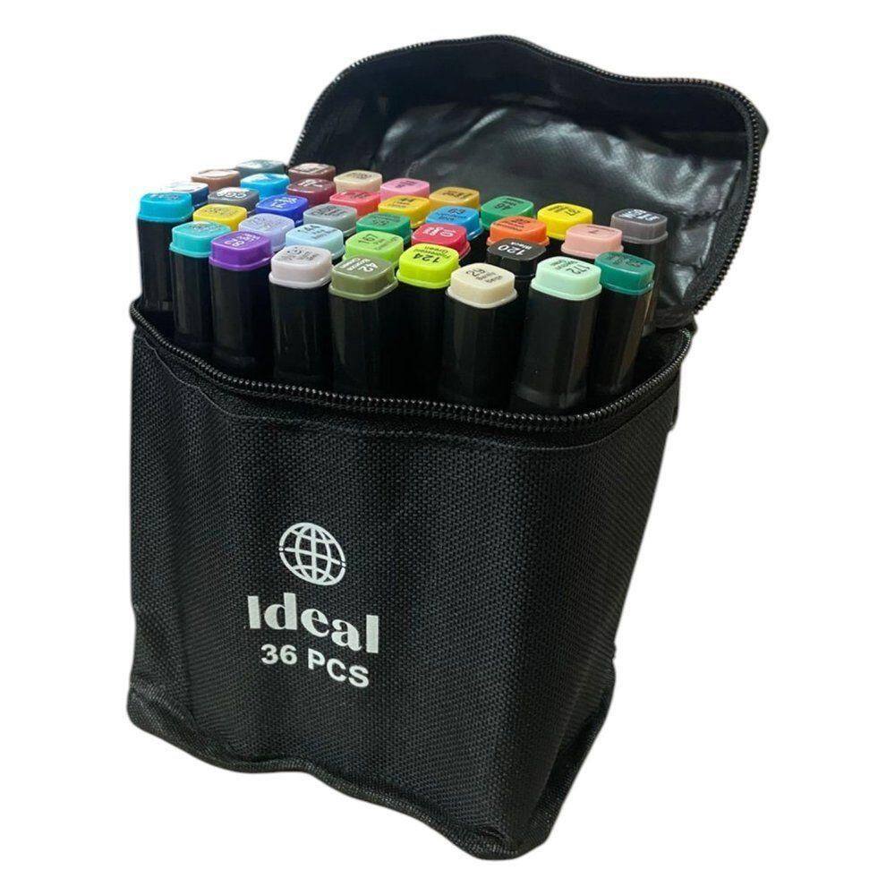 Estojo Com 36 Canetas De Colorir Hidrográficas Pintar Desenhos