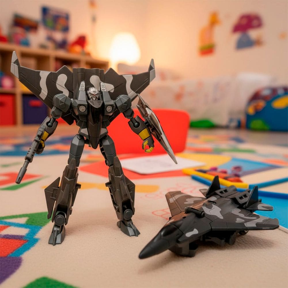 Brinquedo Boneco Robô Militar Guerreiro Transforma Aeronave