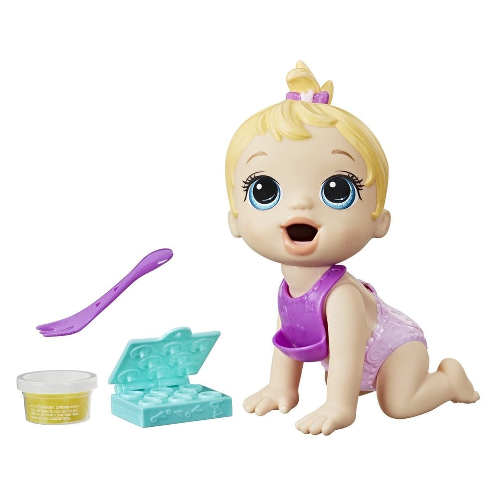 Boneca Baby Alive Lil Snacks come cocô de 20 cm com molde de caixa de lanche