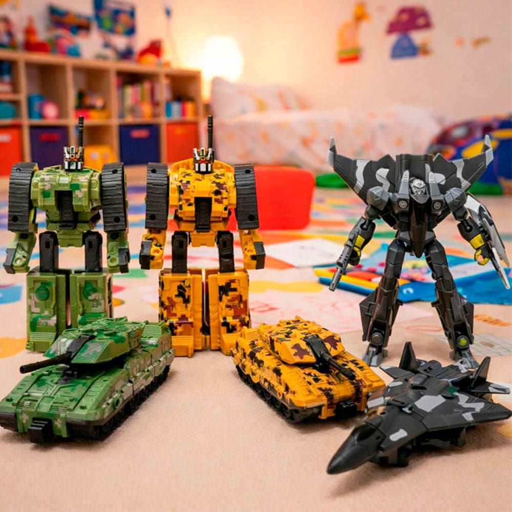 Brinquedo Militar Robô Guerreiro Transforma Carro Kit 3pçs