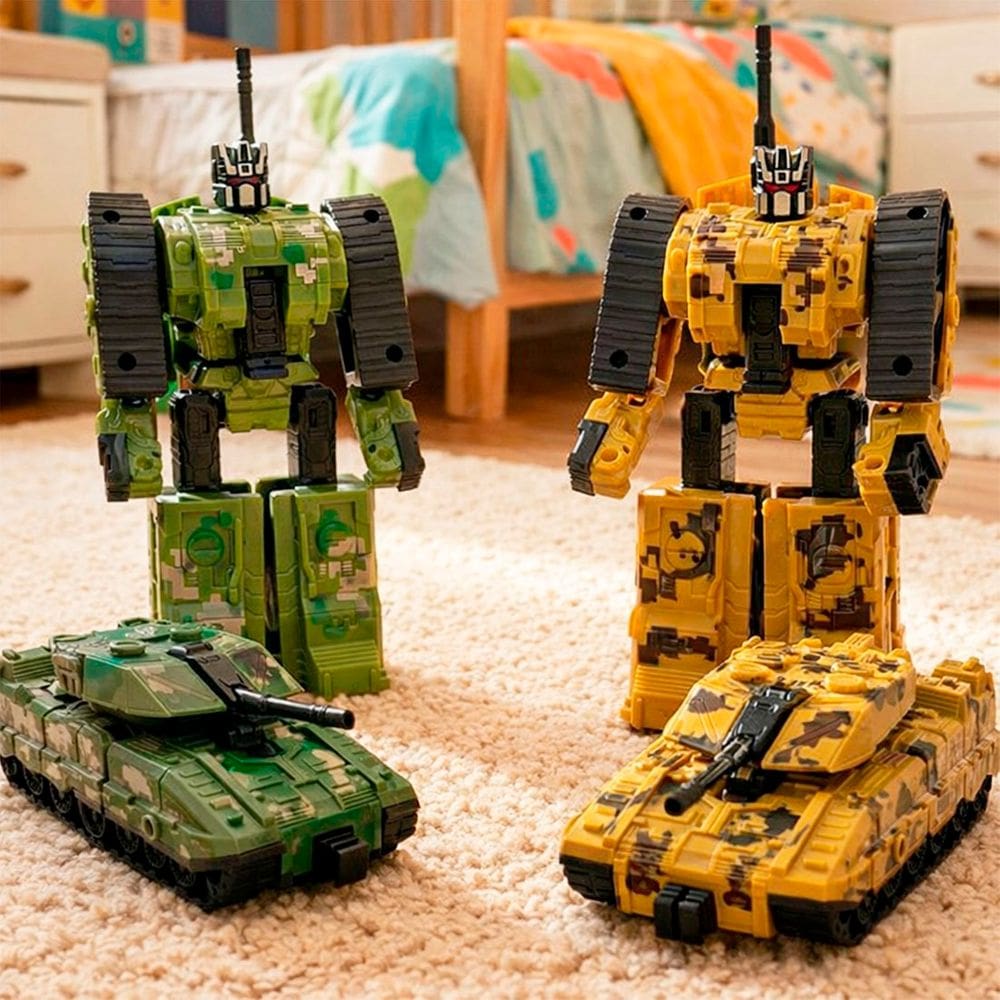 Brinquedo Robô Militar Guerreiro Transforma Carro Kit 2pçs
