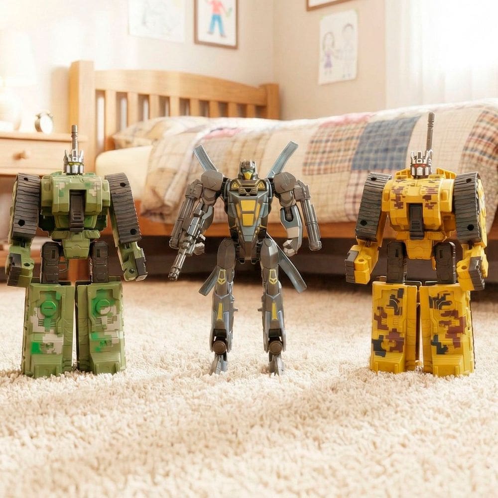 Brinquedo Robô Militar Guerreiro Transforma Carro Kit 3pçs