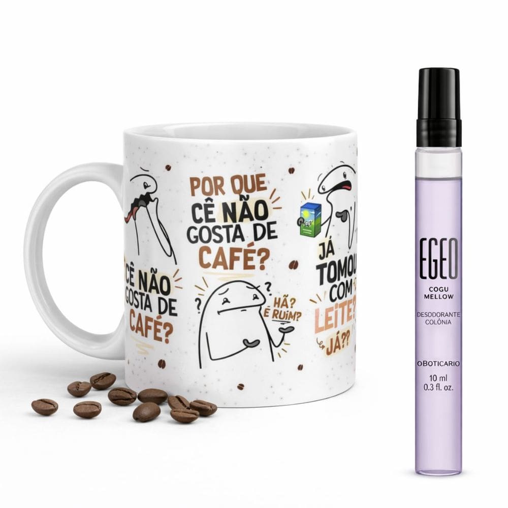 Kit Caneca Flork 325ml + Perfume Egeo Cogu Mellow 10ml