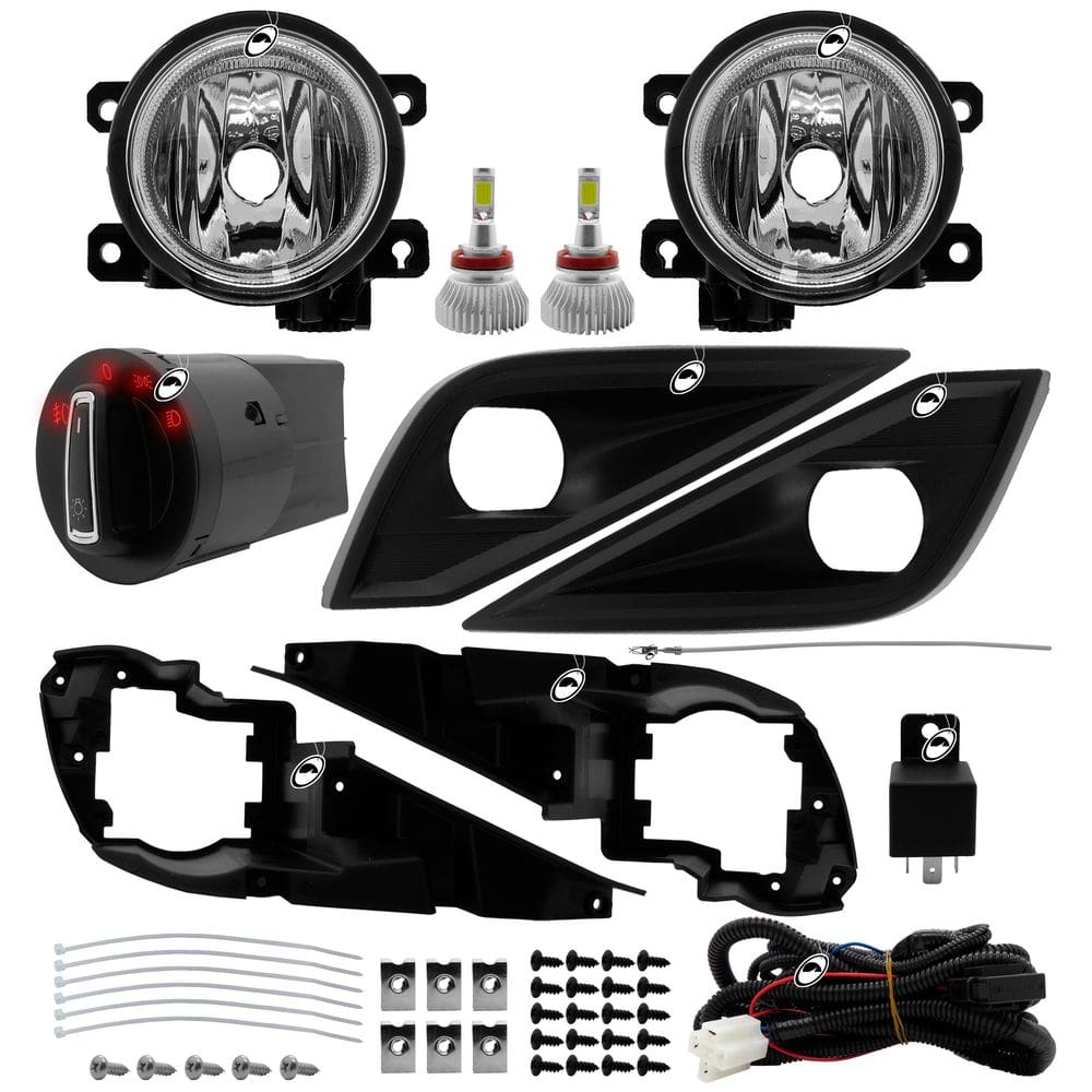 Kit Farol Milha Neblina Novo Polo Track 2023 em Diante ShockLight + Kit Lâmpada Super LED 6000K
