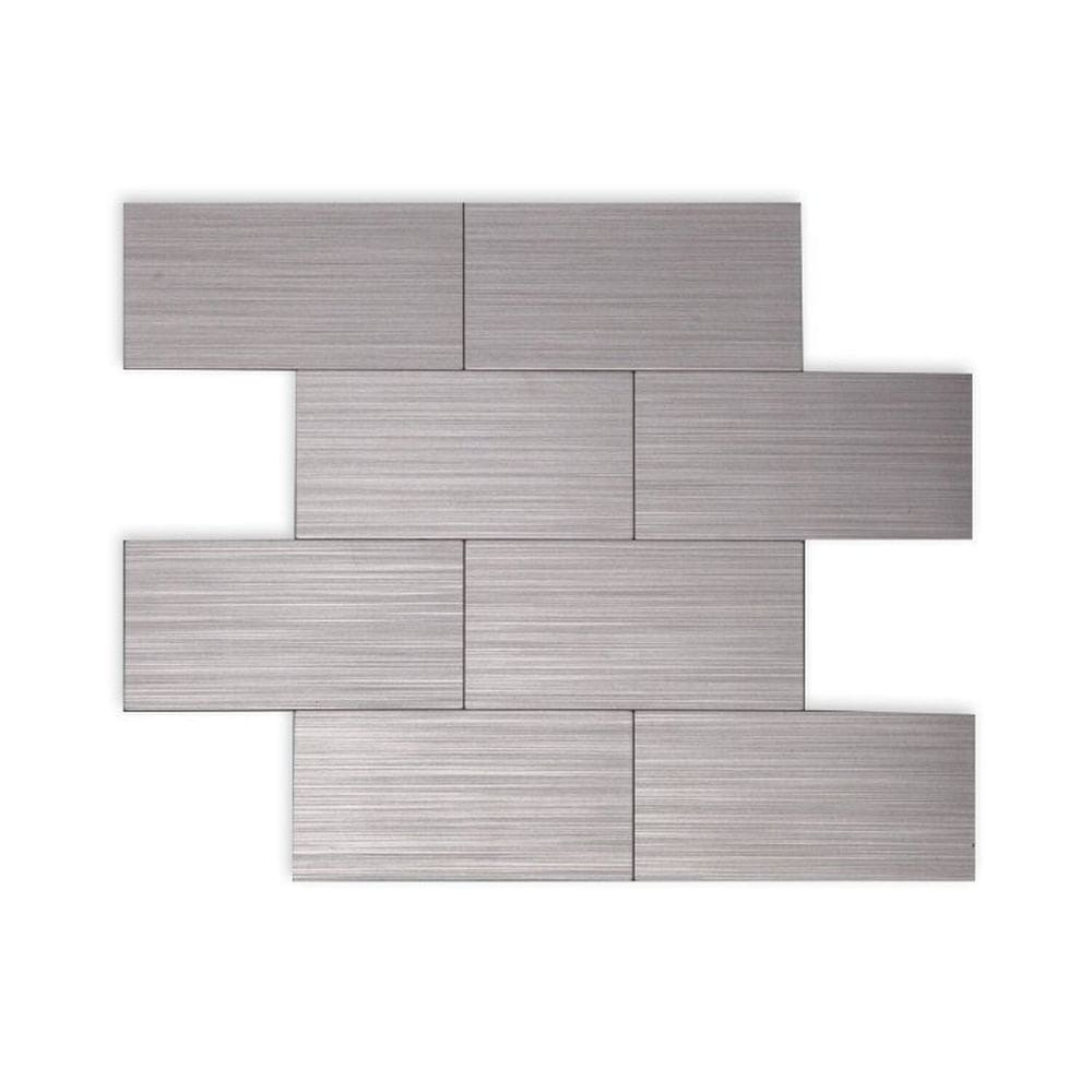 Kit 1m² Pastilha de Metal Autocolante 29cm X 29cm Prata Escovada