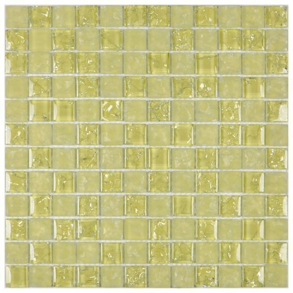 Kit 1m² Pastilha de Vidro Ice 30cm X 30cm Amarelo