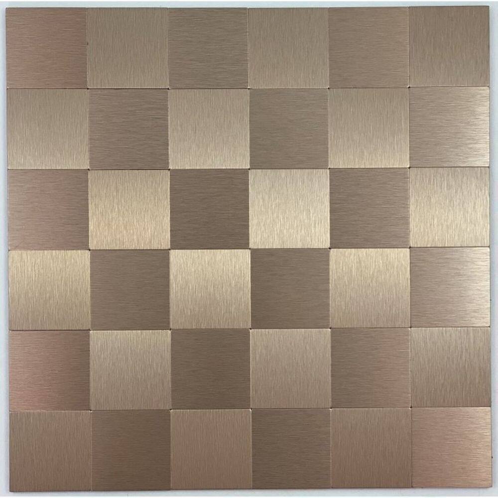 Kit 1m² Pastilha Autocolante de Metal 30cm X 30cm Bronze