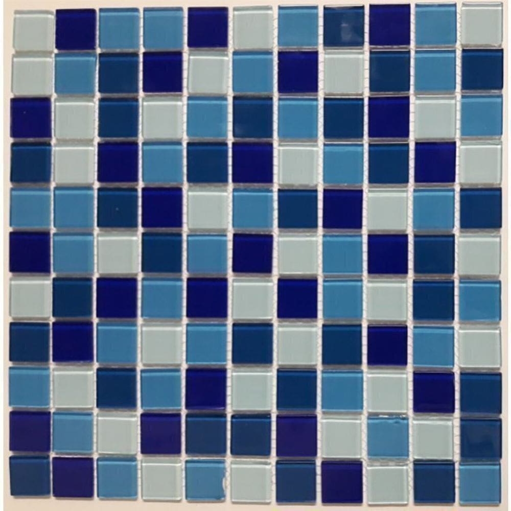 Kit 1m² Pastilha de Vidro Cristal 30cm X 30cm Azul Escuro