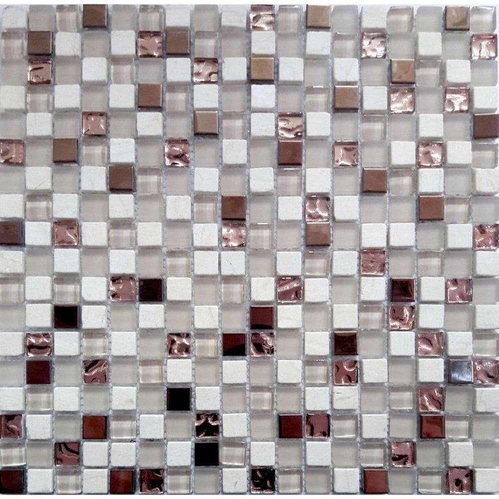 Kit 1m² Pastilha de Vidro Marmore 30cm X 30cm Rosé Gold