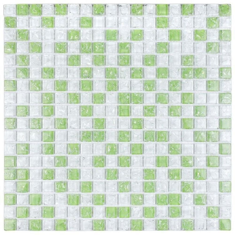 Kit 1m² Pastilha de Vidro Galiano 30cm X 30cm Verde/Branco