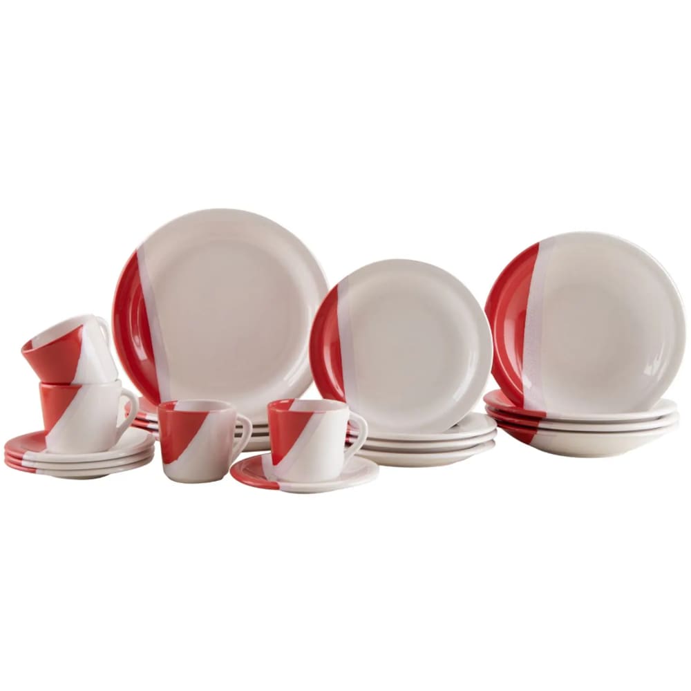 Jogo de Jantar 20 Pç Ceramica Estampado Alto Brilho Luxx Red