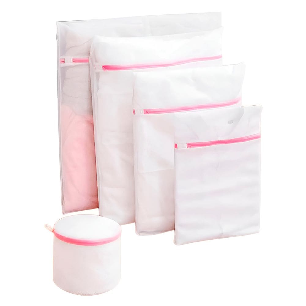 Kit 5 Sacos Para Lavar Roupas Delicadas Com Zíper