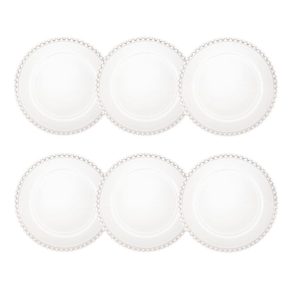 Cj 6 Sousplats de Cristal Coração Transparente 32cm Lyor