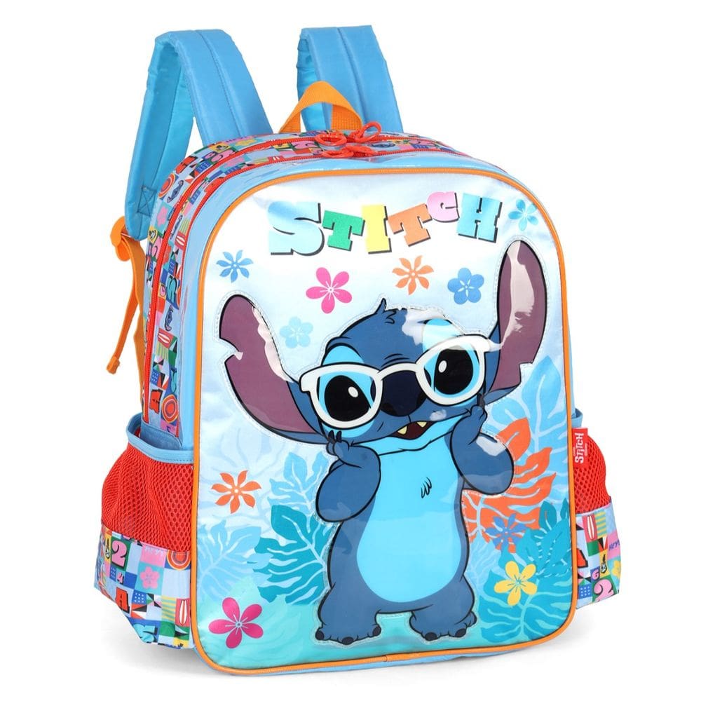 Mochila Costas Lilo Stitch Menina Juvenil Escolar Azul