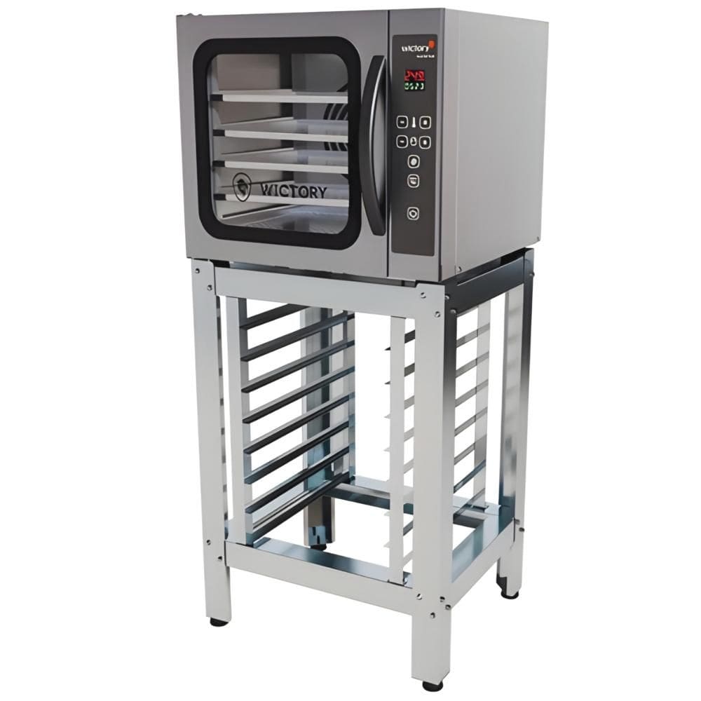 Kit Forno Mini Convector 5 Assadeiras Eletrico Wcv-535 Com Vapor 127V + Cavalete Inox - Wictory