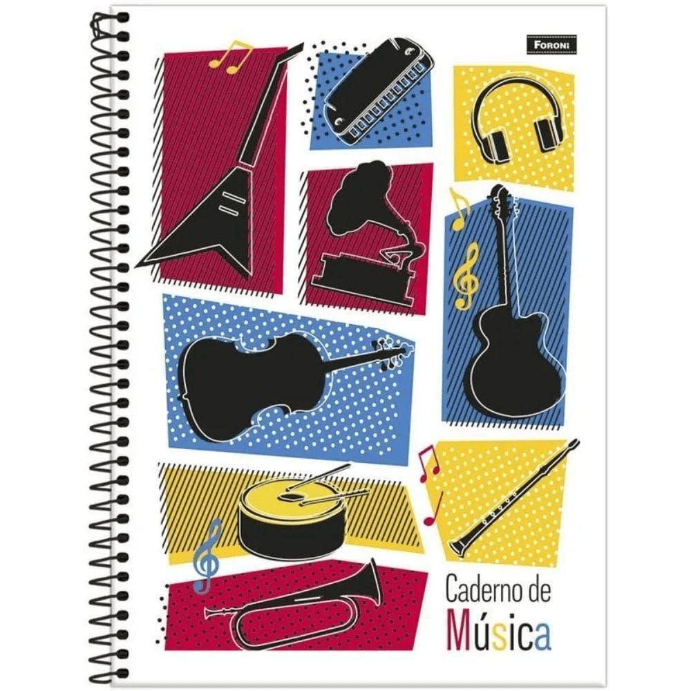 Caderno De Música Universitário Espiral 80 Folhas Foroni Estampa 1