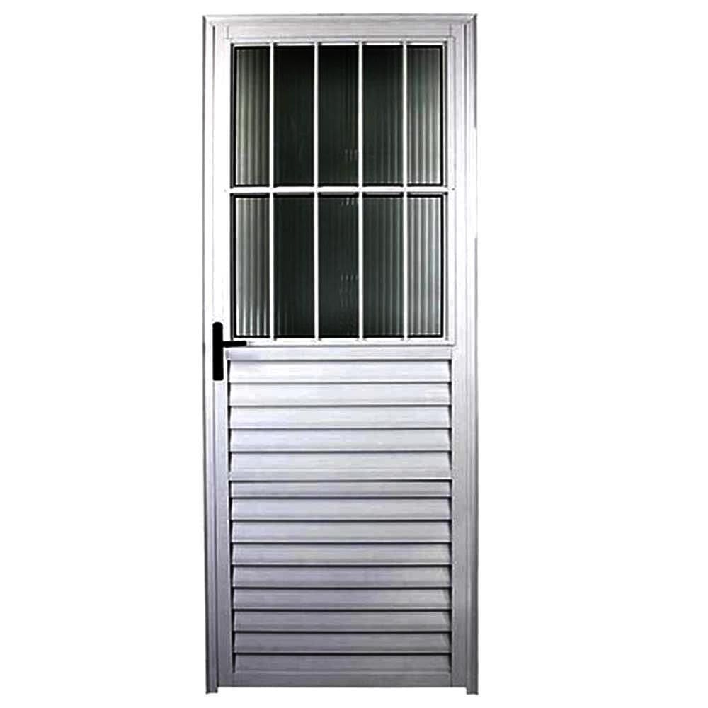 Porta Com Postigo 2,10 X 0,80 Esquerda Alumínio - Janellot Porta C-postigo 210x080e Janellot 0961