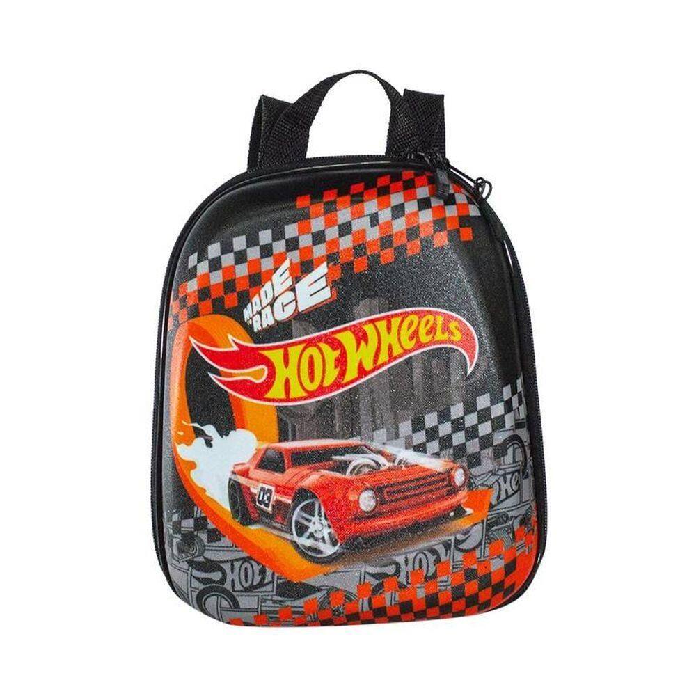 Mochila Escolar Infantil De Costas Hot Wheels Preto
