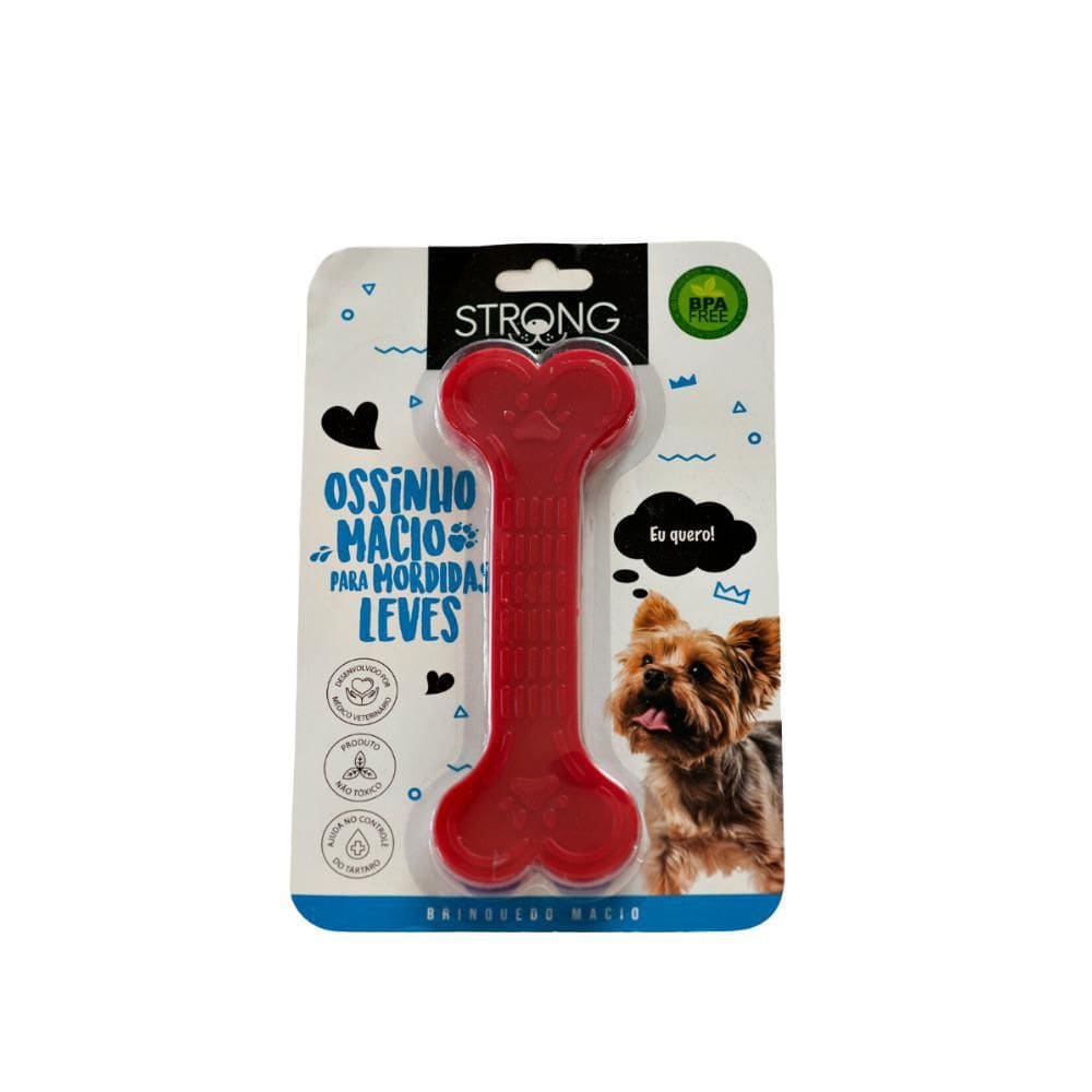 Mordedor Strong Osso Macio Achatado Vermelho