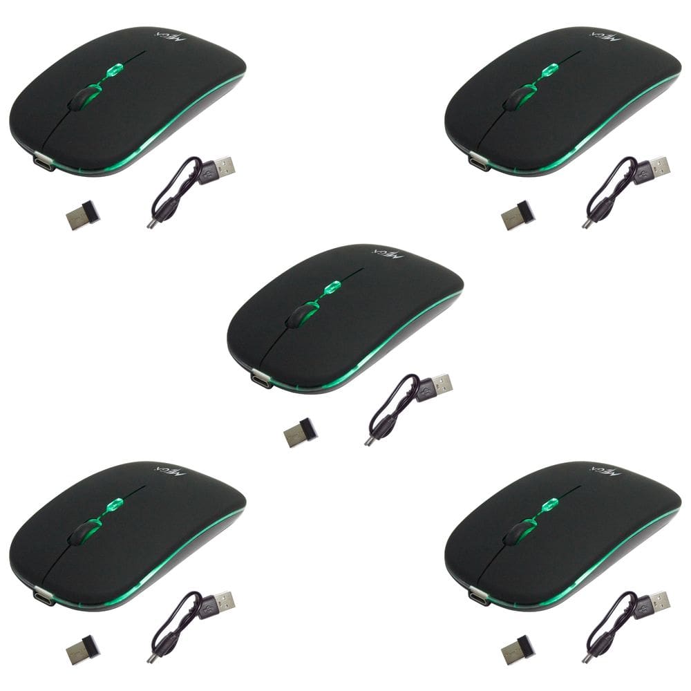 Kit 5 Mouses Mega M185 Recarregável com Led DPI Ajustável