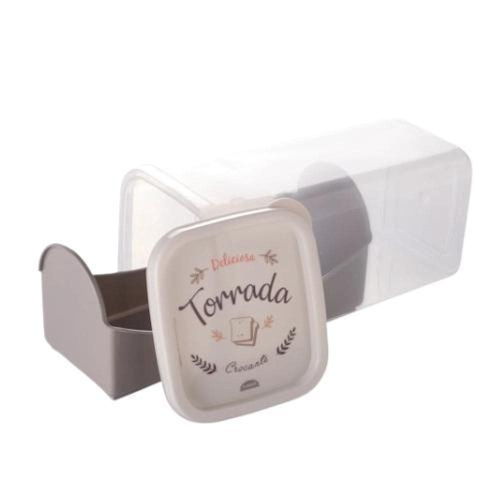 Porta Biscoito E Torrada Com Bandeja Servi Decorado-22Cm