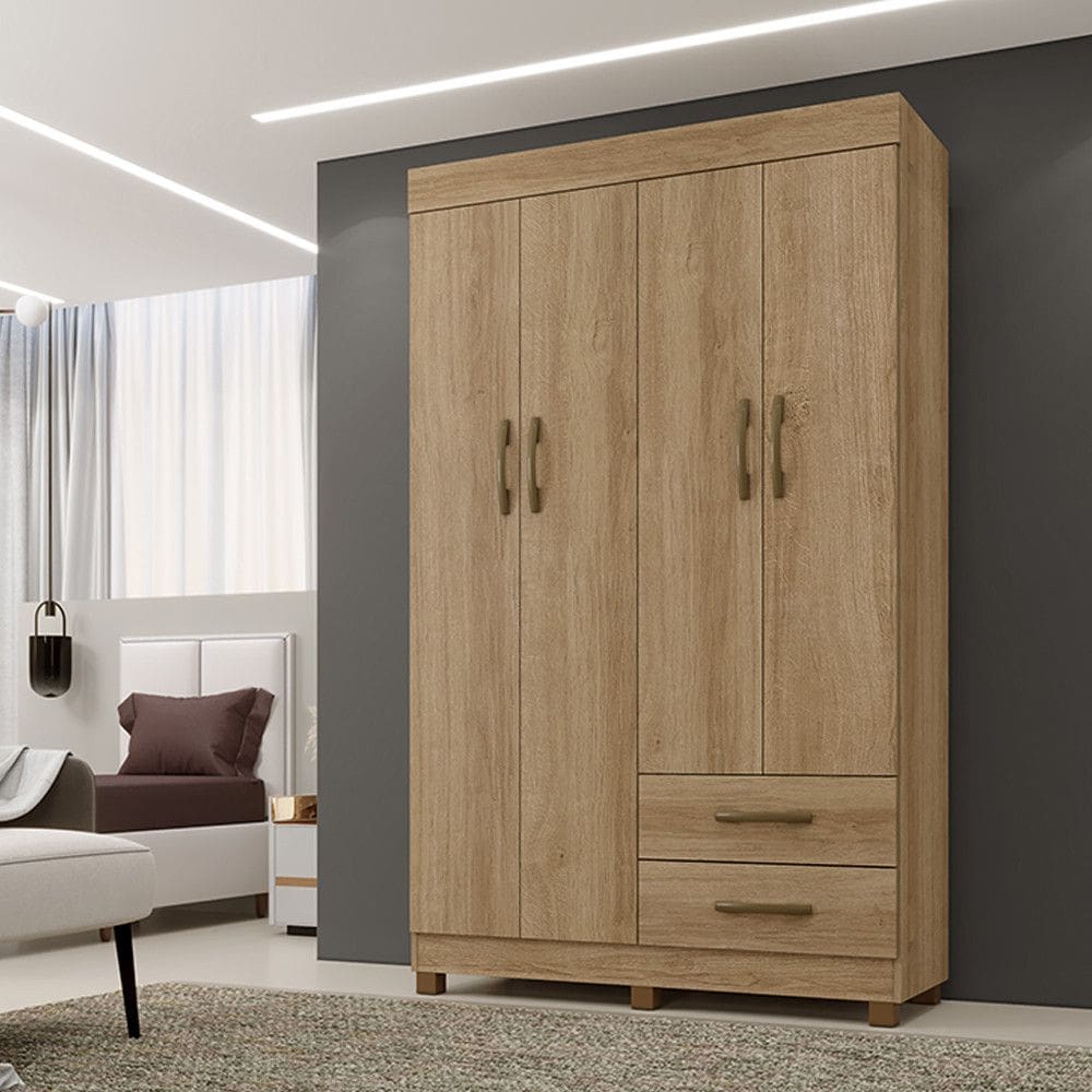 Roupeiro Copacabana Canela Sem Espelho Com 4 Portas Benetil Moveis