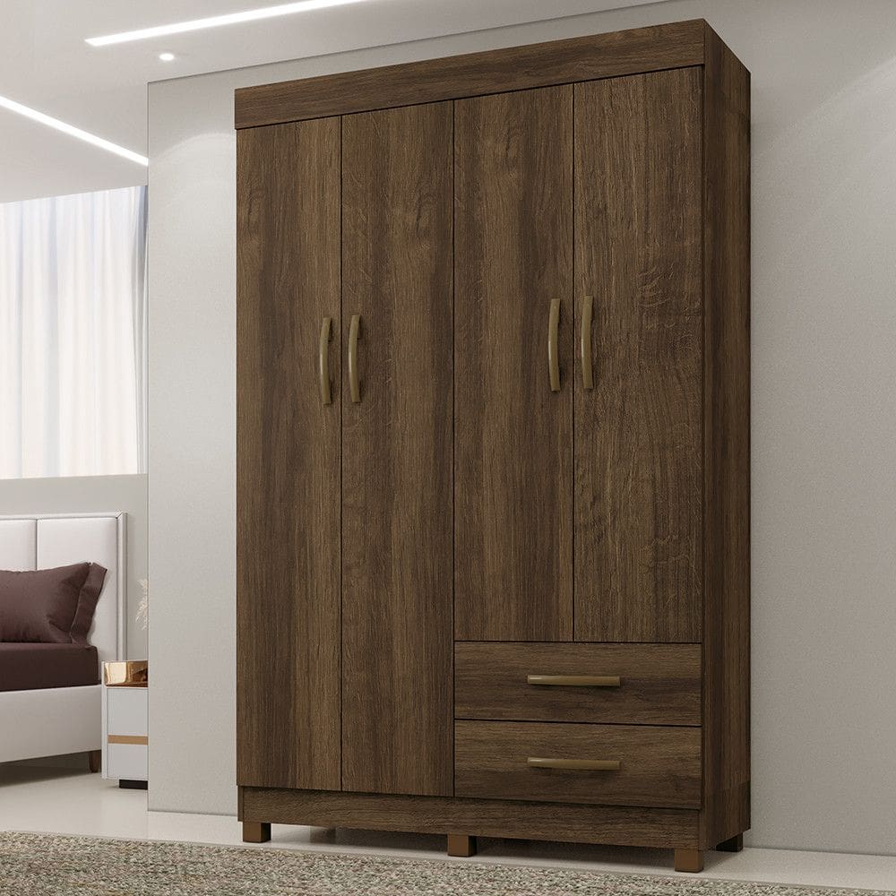 Roupeiro Copacabana Imbuia Sem Espelho 4 Portas Benetil Moveis