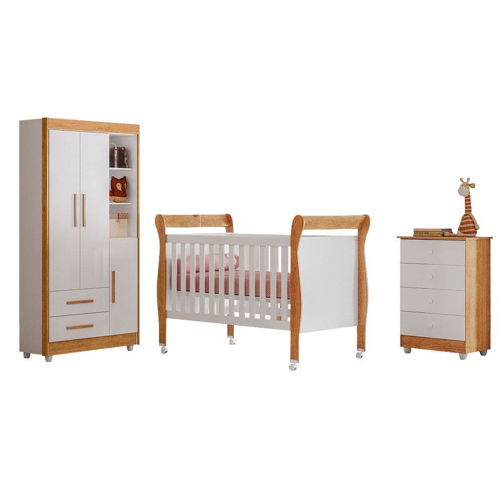 Quarto de Bebe Completo com Comoda Berco e Guarda Roupa Zara Tigus Baby