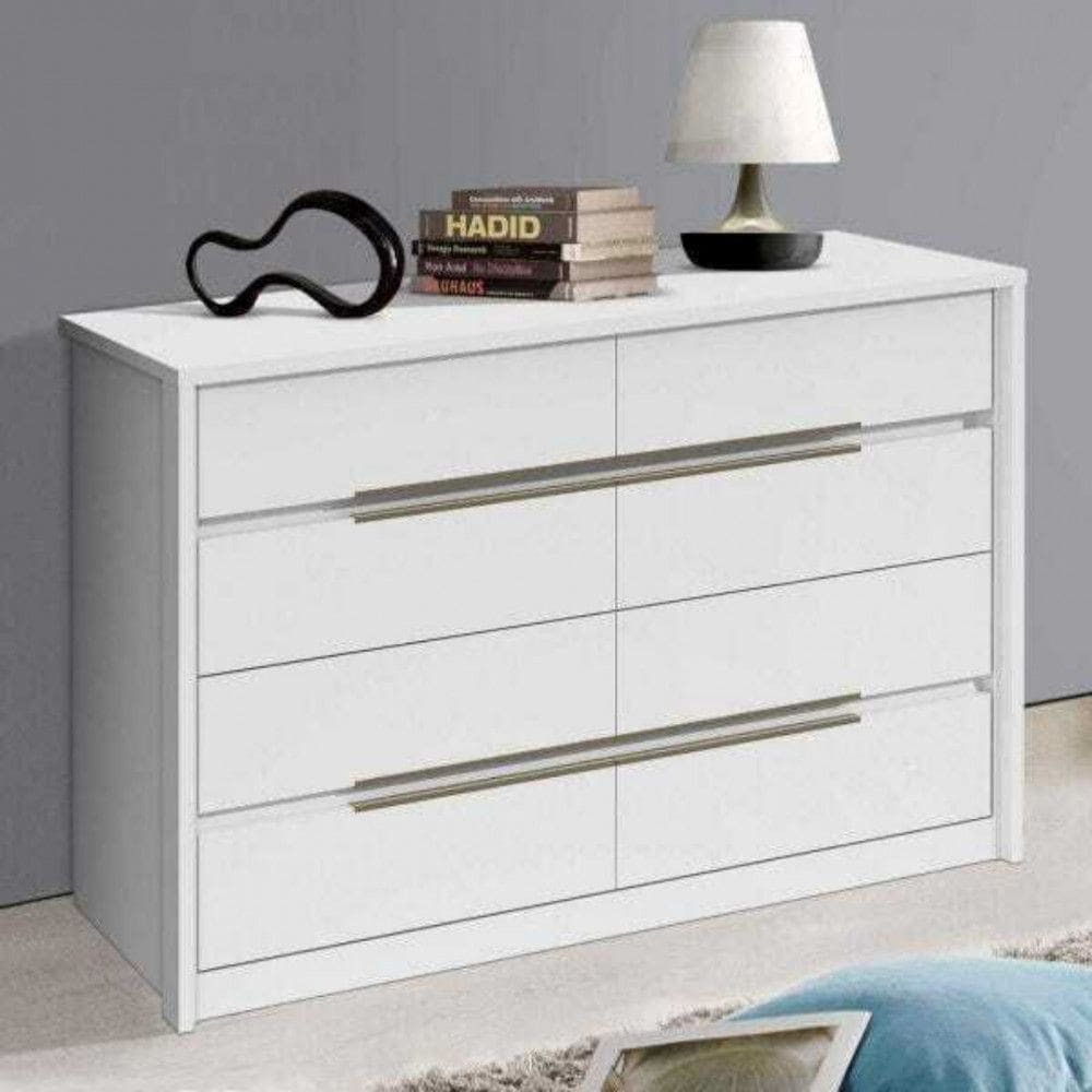 Comoda Urban No Branco Com 8 Gavetas Lopas