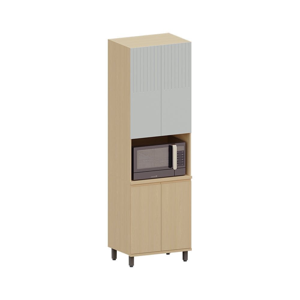 Paneleiro 100 MDF 4 Portas com Espaco para Micro-ondas 70cm Aura Luciane Moveis