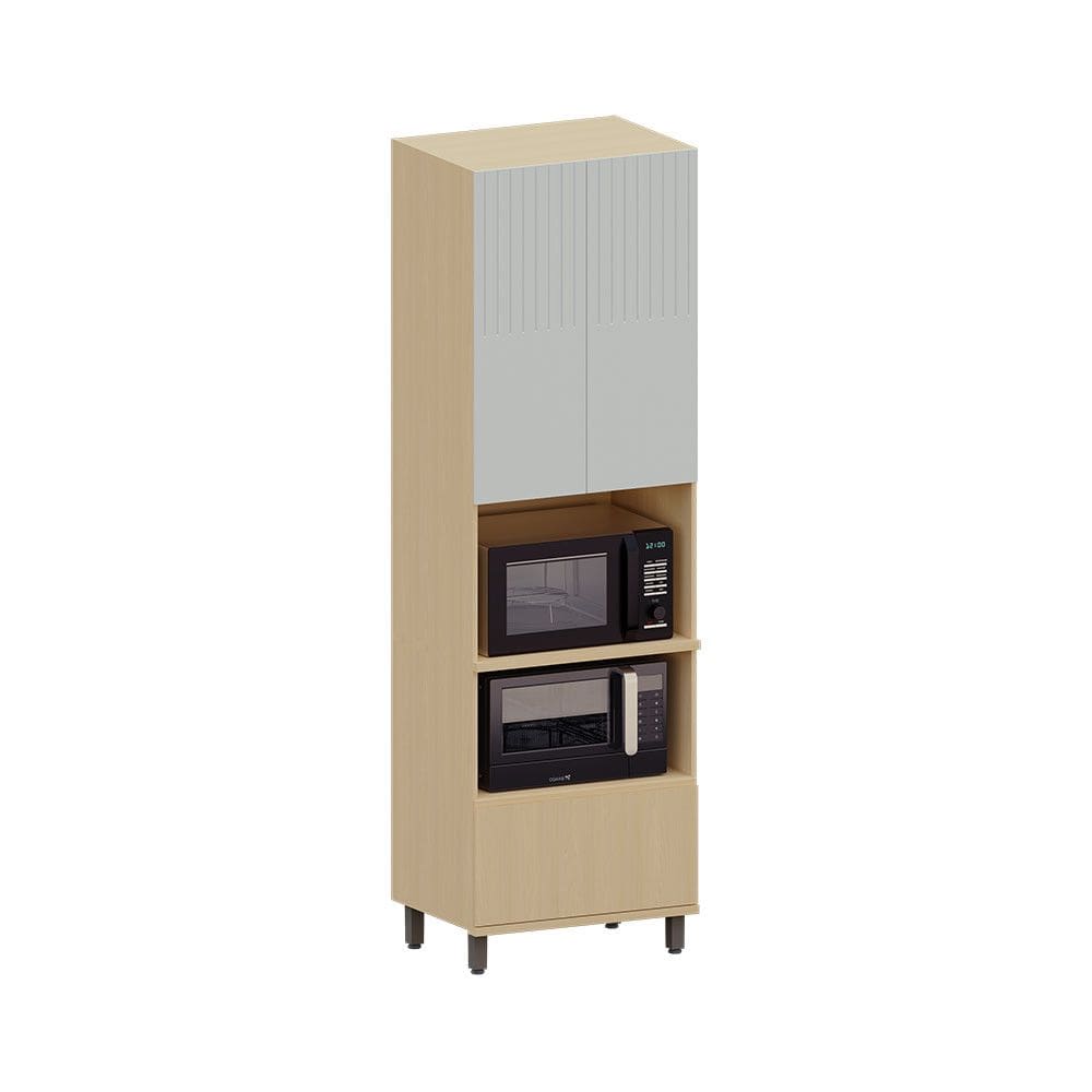 Paneleiro 100 MDF 2 Portas 1 Gaveta com Espaco Torre Quente 70cm Aura Luciane Moveis