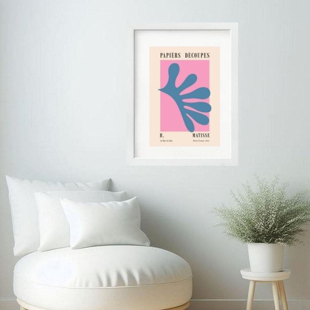 Quadro Matisse Azul Rosa Coral- 60X48Cm