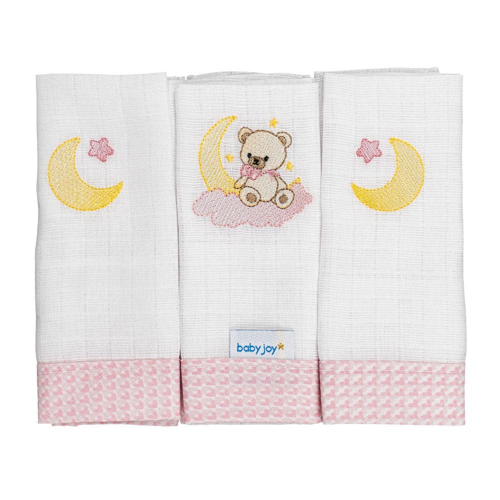 Fralda Quadriculada Lisa Com Bordado e Debrum