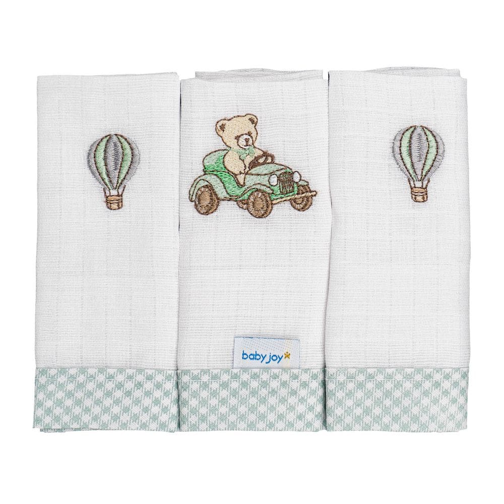 Fralda Quadriculada Lisa Com Bordado e Debrum