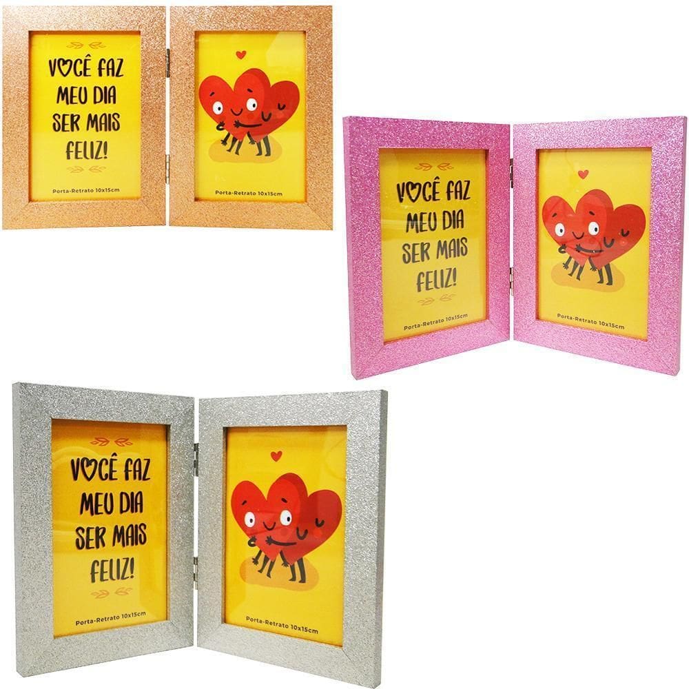 Porta Retrato 10X15 Duplo De Mdf Tmd Vertical