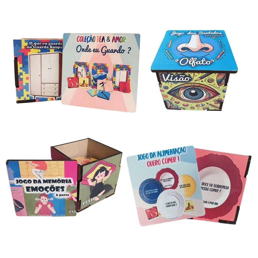 Coleção Mini Jogos Autistas - Combo Percepção Com 4 Jogos