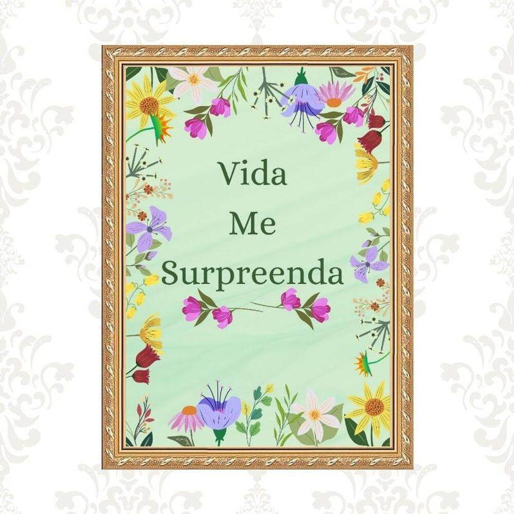 Quadro Moldura Dourada Vida Me Surpreenda 45X34Cm