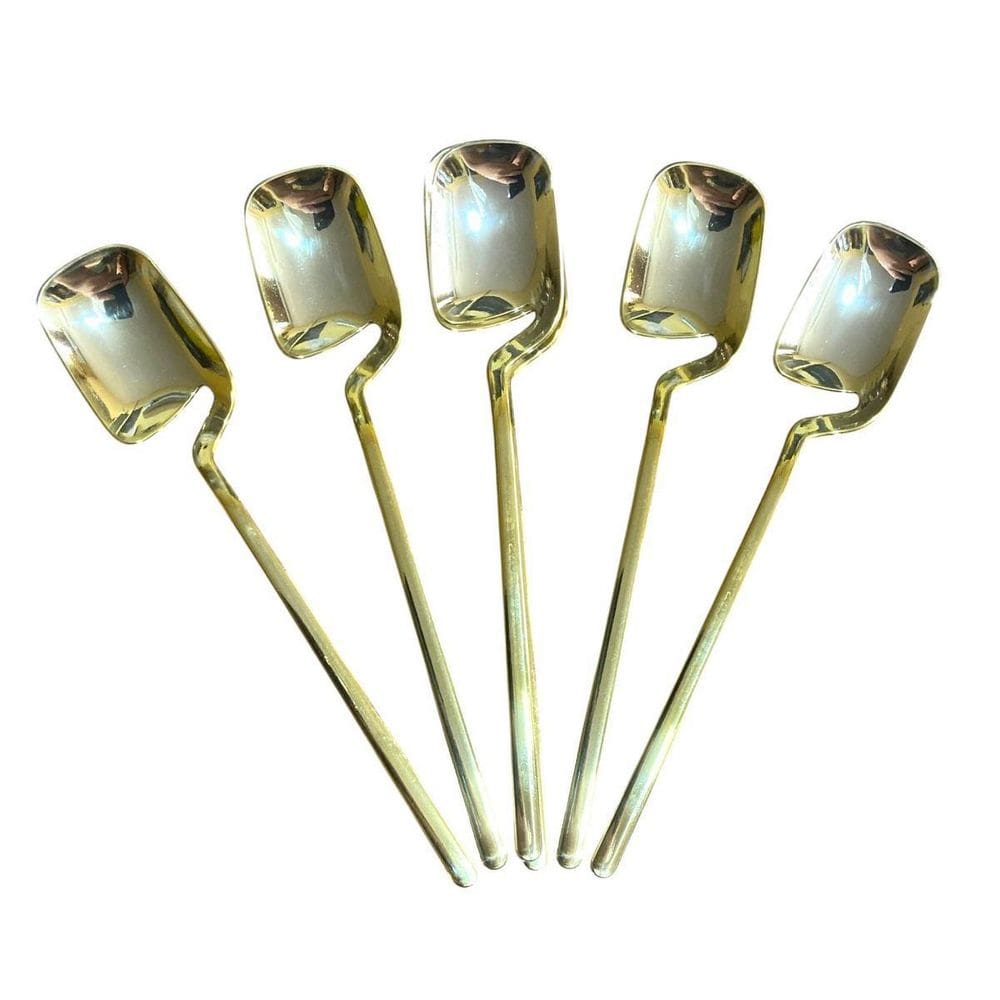 Kit 12 Colheres Sobremesa Dourada Plástico 14Cm Festas