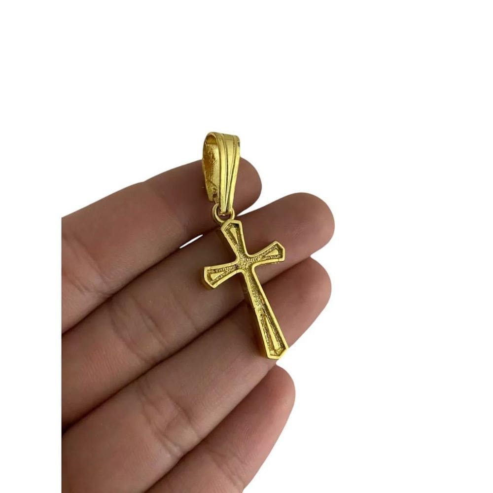 Pingente Cruz Gota  P  - Banhado A Ouro 18K
