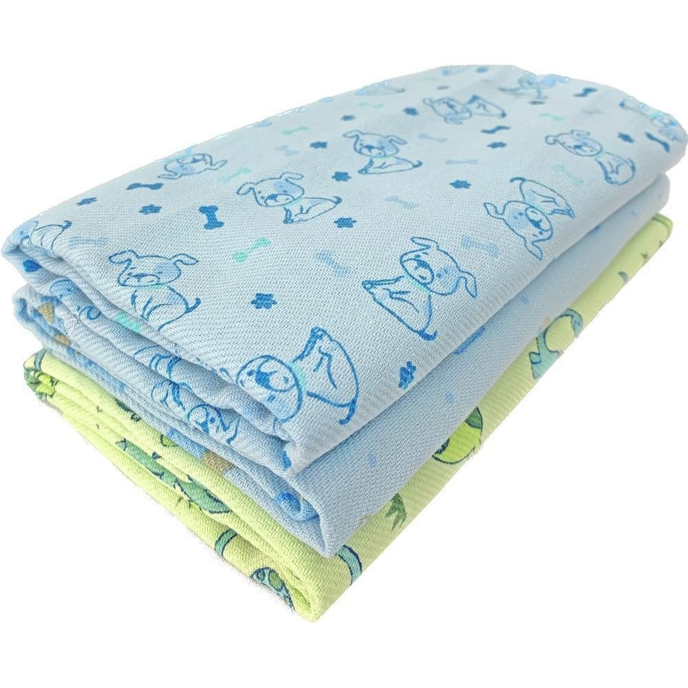 Kit 3 Cueiros Bebê Manta Flanelado Estampado 80X60 Masculino