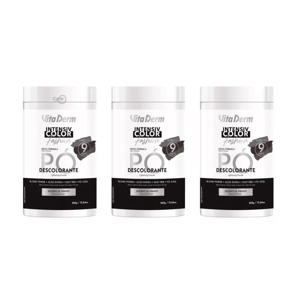 Kit Com 3 Pó Descolorante Extra Rápido 500G Vita Derm