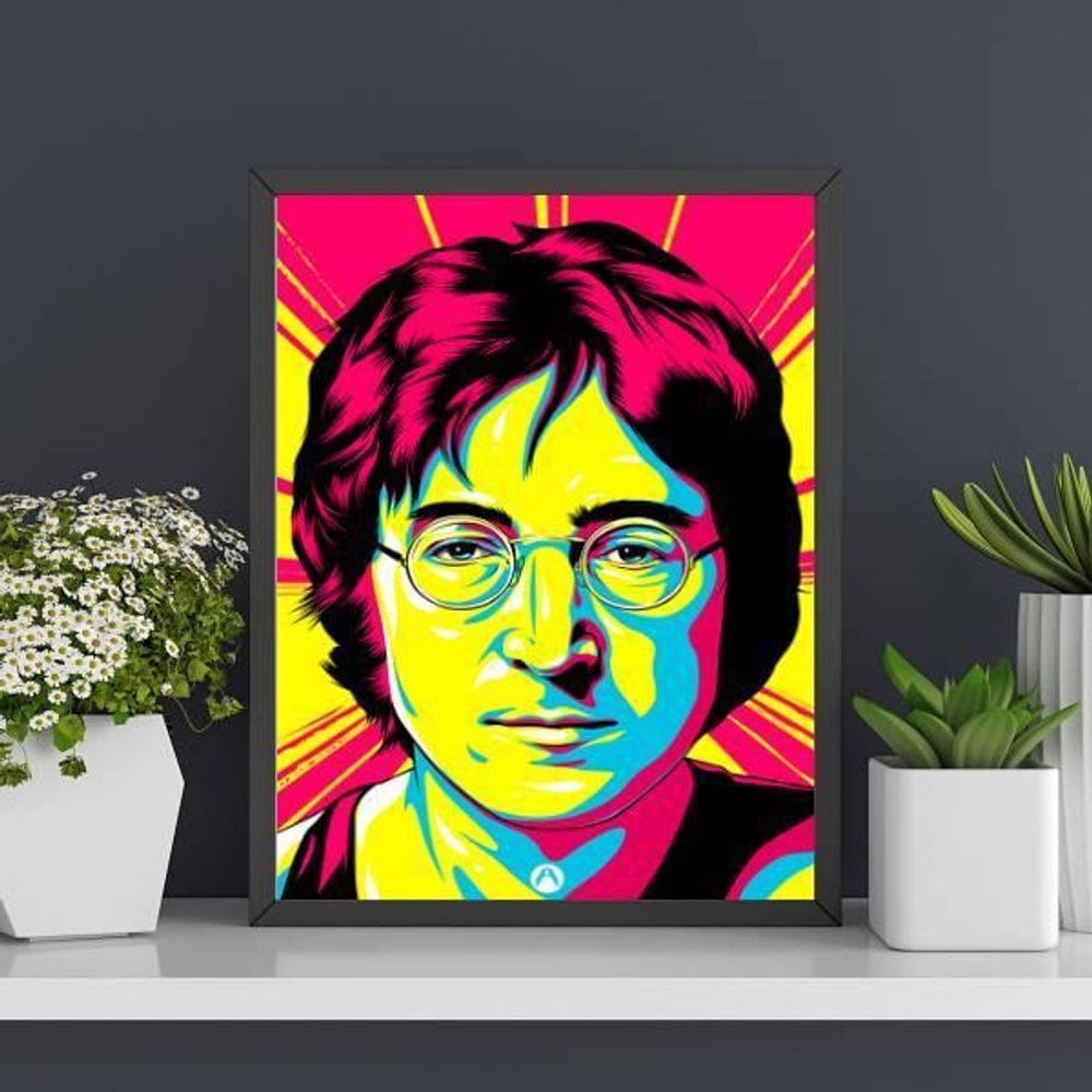 Quadro Desenho John Lennon Pop Art 24X18Cm - Com Vidro